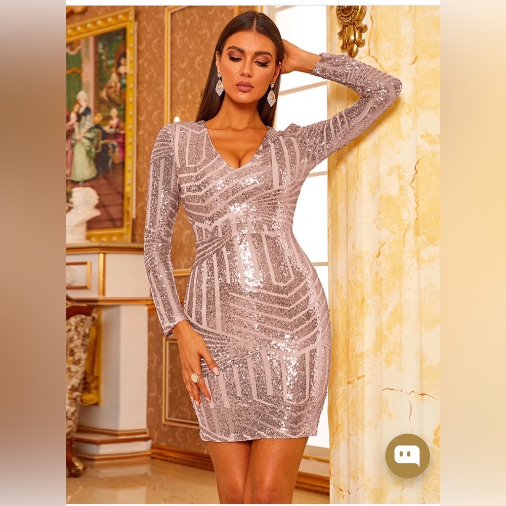 Glamorous Long Sleeve Sequin Dress